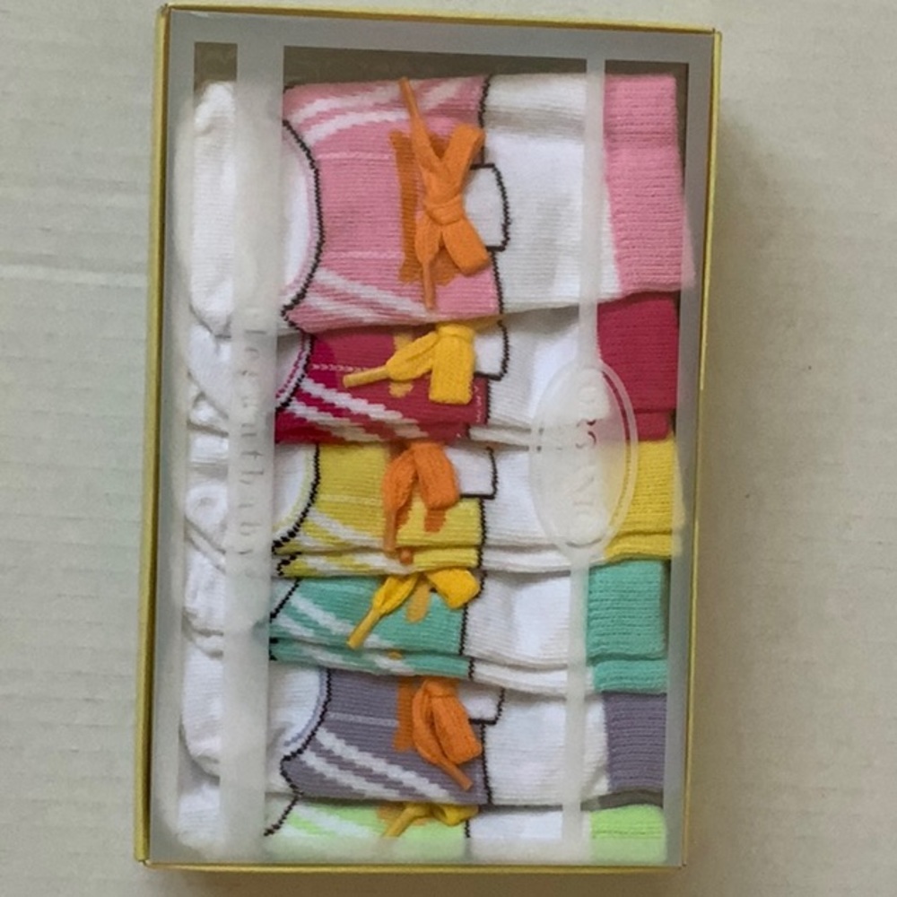 NIB Elegant Baby Girl Socks Gift Box Set - Gym Shoes Design - Size 0-12 Months